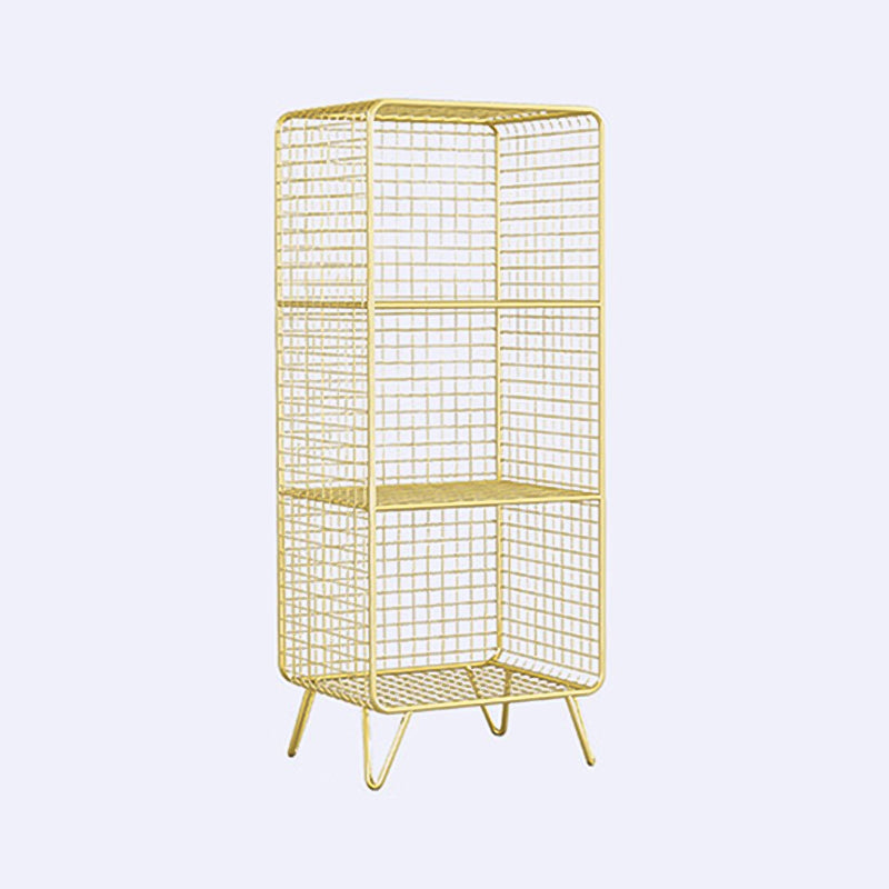 Closed Bookcase Shelf Modern Style Metal Bookcase for Study Room 14"L x 12"W x 35"H Gold Clearhalo 'Bookcases' 'furn' 'furn_bookcases' 'Furniture' 'furniture_bookcases' 'kitchen' 'kitchen_bookcases' 'Living Room Furniture' 'Office Furniture' 4789909