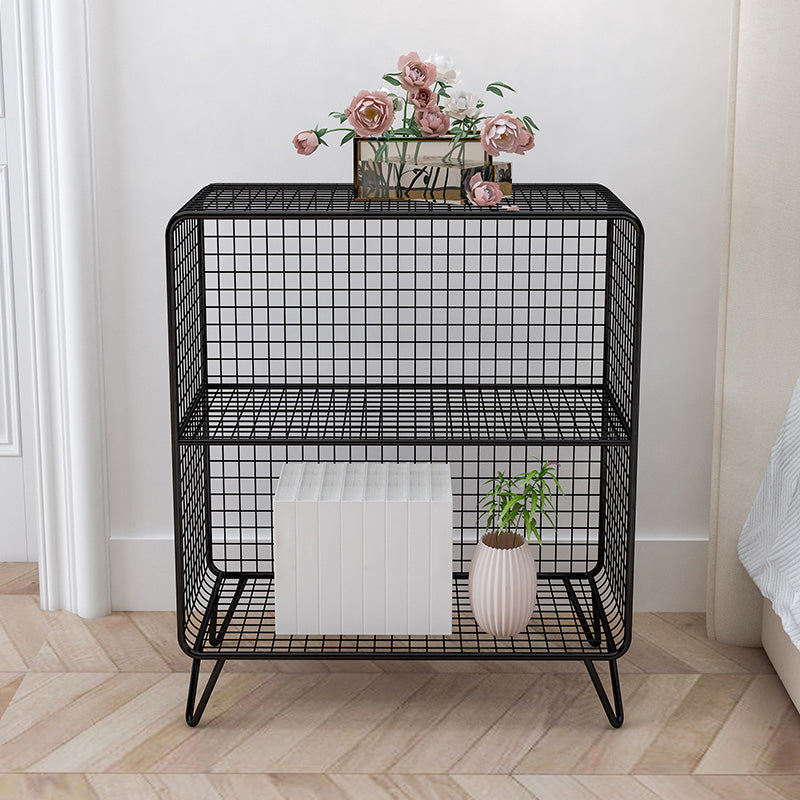 Closed Bookcase Shelf Modern Style Metal Bookcase for Study Room 24"L x 12"W x 28"H Black Clearhalo 'Bookcases' 'furn' 'furn_bookcases' 'Furniture' 'furniture_bookcases' 'kitchen' 'kitchen_bookcases' 'Living Room Furniture' 'Office Furniture' 4789916