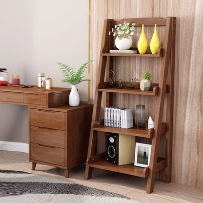 Solid Wood Bookshelf Contemporary Style Open Back Bookcase for Home Office Brown Clearhalo 'Bookcases' 'furn' 'furn_bookcases' 'Furniture' 'furniture_bookcases' 'kitchen' 'kitchen_bookcases' 'Living Room Furniture' 'Office Furniture' 4789941