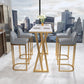 Stone Bar Dining Table Traditional Luxury Rectangle Bar Table with Trestle Base 47.2"L x 23.6"W x 29.5"H Gold Clearhalo 'Bar Furniture' 'Bar Tables' 'bar_tables' 'Furniture' 'furniture_bar_tables' 'Kitchen & Dining Furniture' 4789981