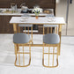 Stone Bar Dining Table Traditional Luxury Rectangle Bar Table with Trestle Base 55.1"L x 23.6"W x 29.5"H Gold Clearhalo 'Bar Furniture' 'Bar Tables' 'bar_tables' 'Furniture' 'furniture_bar_tables' 'Kitchen & Dining Furniture' 4789982