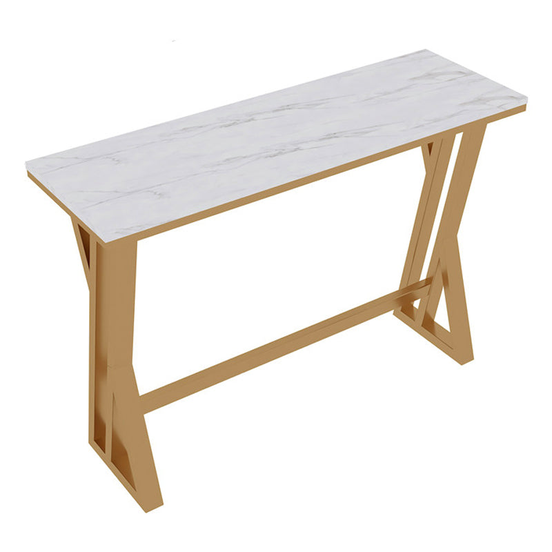 Stone Bar Dining Table Traditional Luxury Rectangle Bar Table with Trestle Base Gold Clearhalo 'Bar Furniture' 'Bar Tables' 'bar_tables' 'Furniture' 'furniture_bar_tables' 'Kitchen & Dining Furniture' 4789985