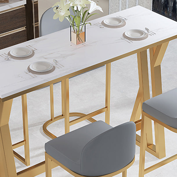 Stone Bar Dining Table Traditional Luxury Rectangle Bar Table with Trestle Base Clearhalo 'Bar Furniture' 'Bar Tables' 'bar_tables' 'Furniture' 'furniture_bar_tables' 'Kitchen & Dining Furniture' 4789986