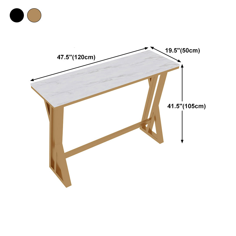 Stone Bar Dining Table Traditional Luxury Rectangle Bar Table with Trestle Base Clearhalo 'Bar Furniture' 'Bar Tables' 'bar_tables' 'Furniture' 'furniture_bar_tables' 'Kitchen & Dining Furniture' 4789991