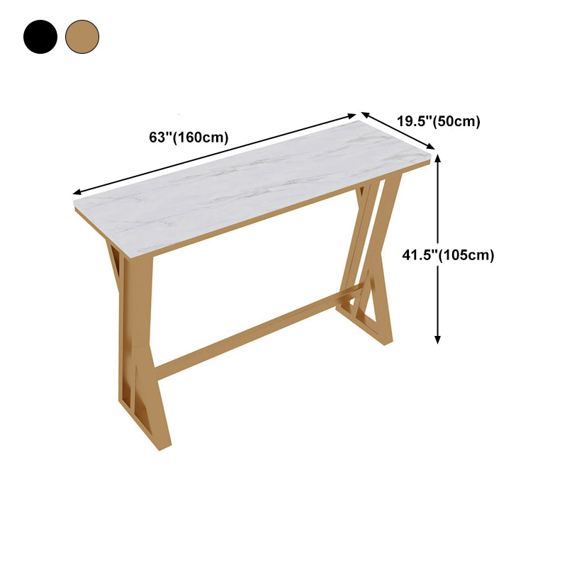Stone Bar Dining Table Traditional Luxury Rectangle Bar Table with Trestle Base Clearhalo 'Bar Furniture' 'Bar Tables' 'bar_tables' 'Furniture' 'furniture_bar_tables' 'Kitchen & Dining Furniture' 4789993