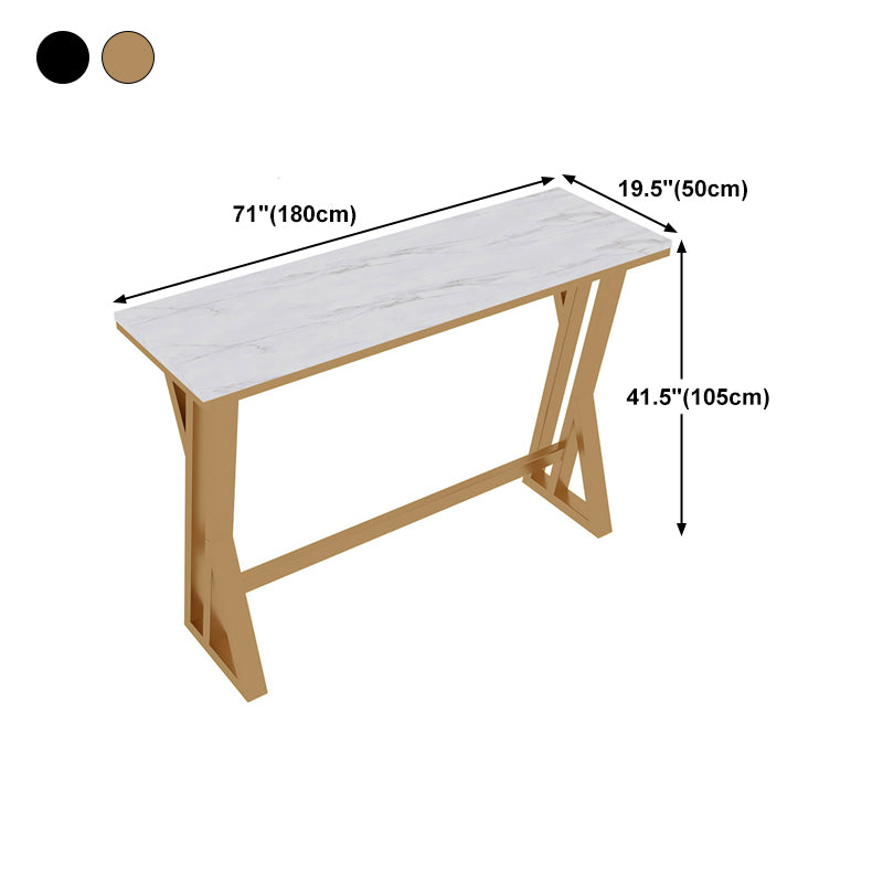 Stone Bar Dining Table Traditional Luxury Rectangle Bar Table with Trestle Base Clearhalo 'Bar Furniture' 'Bar Tables' 'bar_tables' 'Furniture' 'furniture_bar_tables' 'Kitchen & Dining Furniture' 4789994