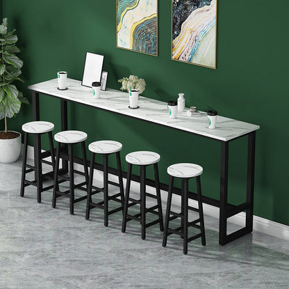 White Bar Dining Table Traditional Luxury Rectangle Bar Table with Trestle Base Black Without Chairs Clearhalo 'Bar Furniture' 'Bar Tables' 'bar_tables' 'furn' 'furn_bar_tables' 'Furniture' 'furniture_bar_tables' 'Kitchen & Dining Furniture' 4790001
