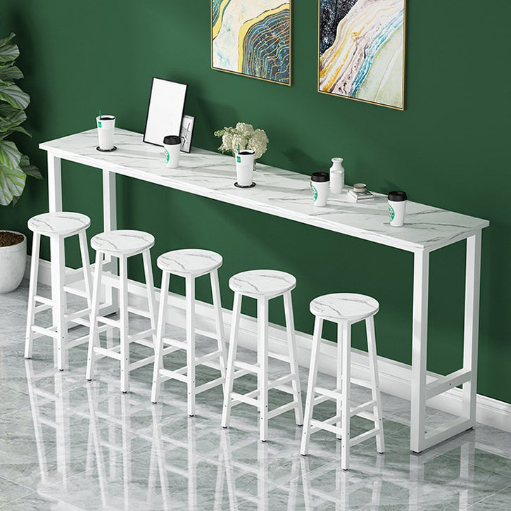 White Bar Dining Table Traditional Luxury Rectangle Bar Table with Trestle Base White Without Chairs Clearhalo 'Bar Furniture' 'Bar Tables' 'bar_tables' 'furn' 'furn_bar_tables' 'Furniture' 'furniture_bar_tables' 'Kitchen & Dining Furniture' 4790002
