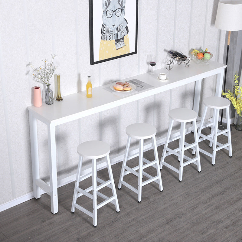 Rectangle Top Bar Dining Table Modern Bar Dining Table with Trestle Base White White Clearhalo 'Bar Furniture' 'Bar Tables' 'bar_tables' 'furn' 'furn_bar_tables' 'Furniture' 'furniture_bar_tables' 'Kitchen & Dining Furniture' 4790016