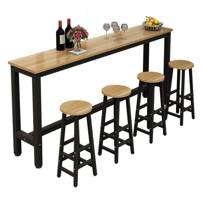 Rectangle Top Bar Dining Table Modern Bar Dining Table with Trestle Base Black Natural Clearhalo 'Bar Furniture' 'Bar Tables' 'bar_tables' 'furn' 'furn_bar_tables' 'Furniture' 'furniture_bar_tables' 'Kitchen & Dining Furniture' 4790018