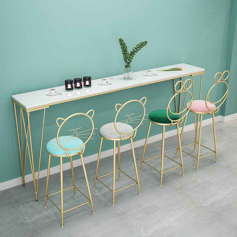 Stone Top Bar Table Traditional Luxury Rectangle Bar Table with 4 Legs 86.6"L x 15.7"W x 41.3"H Without Chairs Clearhalo 'Bar Furniture' 'Bar Tables' 'bar_tables' 'furn' 'furn_bar_tables' 'Furniture' 'furniture_bar_tables' 'Kitchen & Dining Furniture' 4790039