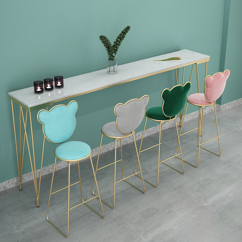 Stone Top Bar Table Traditional Luxury Rectangle Bar Table with 4 Legs 78.7"L x 15.7"W x 41.3"H Without Chairs Clearhalo 'Bar Furniture' 'Bar Tables' 'bar_tables' 'furn' 'furn_bar_tables' 'Furniture' 'furniture_bar_tables' 'Kitchen & Dining Furniture' 4790040