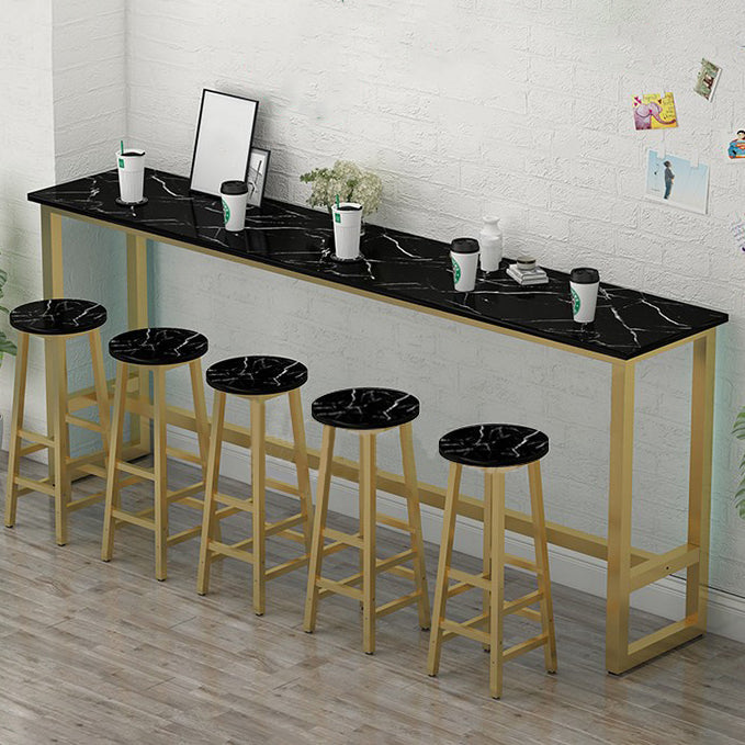 Rectangle Bar Dining Table Modern Bar Dining Table with Trestle Base Gold Black Clearhalo 'Bar Furniture' 'Bar Tables' 'bar_tables' 'furn' 'furn_bar_tables' 'Furniture' 'furniture_bar_tables' 'Kitchen & Dining Furniture' 4790061