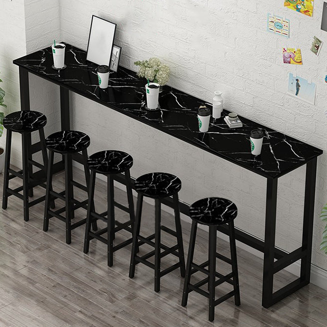 Rectangle Bar Dining Table Modern Bar Dining Table with Trestle Base Black Black Clearhalo 'Bar Furniture' 'Bar Tables' 'bar_tables' 'furn' 'furn_bar_tables' 'Furniture' 'furniture_bar_tables' 'Kitchen & Dining Furniture' 4790065