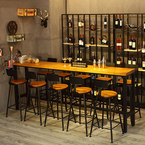 Pine Wood Bar Table Industrial Bar Table with Trestle Base in Black Clearhalo 'Bar Furniture' 'Bar Tables' 'bar_tables' 'furn' 'furn_bar_tables' 'Furniture' 'furniture_bar_tables' 'Kitchen & Dining Furniture' 4790083