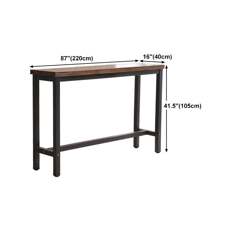 Solid Wood Bar Dining Table Industrial Rectangle Bar Table with Trestle Base in Black Clearhalo 'Bar Furniture' 'Bar Tables' 'bar_tables' 'furn' 'furn_bar_tables' 'Furniture' 'furniture_bar_tables' 'Kitchen & Dining Furniture' 4790105