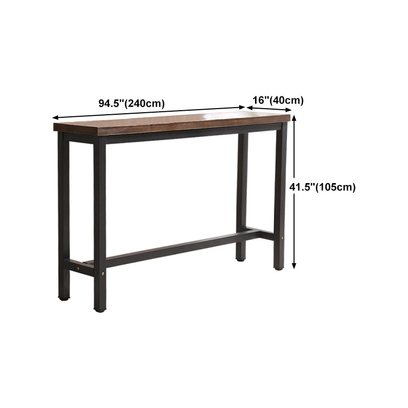 Solid Wood Bar Dining Table Industrial Rectangle Bar Table with Trestle Base in Black Clearhalo 'Bar Furniture' 'Bar Tables' 'bar_tables' 'furn' 'furn_bar_tables' 'Furniture' 'furniture_bar_tables' 'Kitchen & Dining Furniture' 4790106