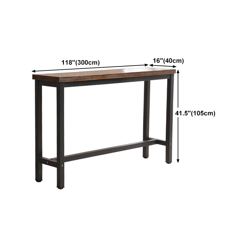Solid Wood Bar Dining Table Industrial Rectangle Bar Table with Trestle Base in Black Clearhalo 'Bar Furniture' 'Bar Tables' 'bar_tables' 'furn' 'furn_bar_tables' 'Furniture' 'furniture_bar_tables' 'Kitchen & Dining Furniture' 4790109