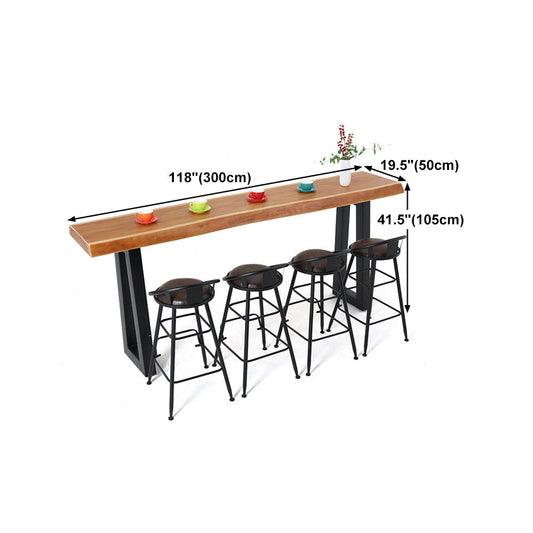 Pine Wood Bar Dining Table Industrial Bar Dining Table with Black Sled Base Clearhalo 'Bar Furniture' 'Bar Tables' 'bar_tables' 'Furniture' 'furniture_bar_tables' 'Kitchen & Dining Furniture' 4790124