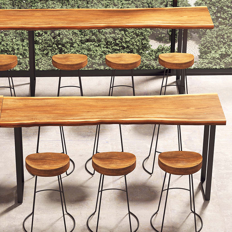 Solid Wood Bar Dining Table Industrial Bar Dining Table with Black Sled Base 78.7"L x 15.7"W x 41.3"H Without Chairs Clearhalo 'Bar Furniture' 'Bar Tables' 'bar_tables' 'furn' 'furn_bar_tables' 'Furniture' 'furniture_bar_tables' 'Kitchen & Dining Furniture' 4790128