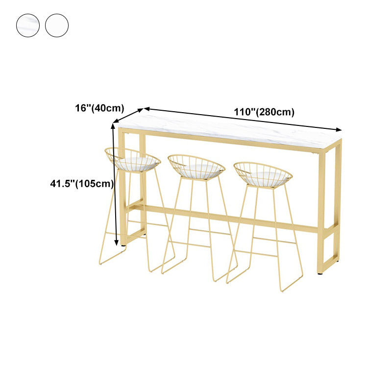 Rectangle Bar Dining Table Contemporary Bar Table with Gold Trestle Base Clearhalo 'Bar Furniture' 'Bar Tables' 'bar_tables' 'furn' 'furn_bar_tables' 'Furniture' 'furniture_bar_tables' 'Kitchen & Dining Furniture' 4790165