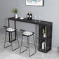 Rectangle Bar Dining Table Contemporary Bar Dining Table with Sled Base 55.1"L x 15.7"W x 41.3"H Black Clearhalo 'Bar Furniture' 'Bar Tables' 'bar_tables' 'Furniture' 'furniture_bar_tables' 'Kitchen & Dining Furniture' 4790170