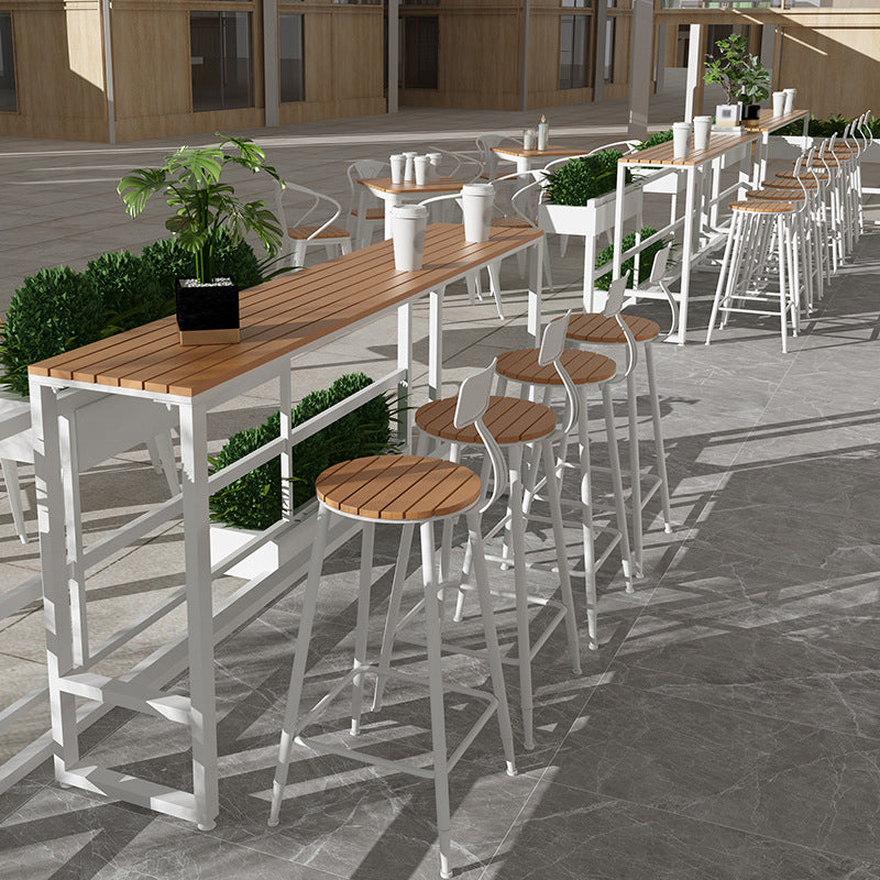 Rectangle Bar Dining Table Contemporary Bar Dining Table with Trestle Base 78.7"L x 15.7"W x 41.3"H Without Chairs Clearhalo 'Bar Furniture' 'Bar Tables' 'bar_tables' 'furn' 'furn_bar_tables' 'Furniture' 'furniture_bar_tables' 'Kitchen & Dining Furniture' 4790194