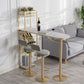 White Stone Bar Dining Table Traditional Luxury Bar Dining Table with Sled Base 70.9"L x 15.7"W x 41.3"H Gold Without Chairs Clearhalo 'Bar Furniture' 'Bar Tables' 'bar_tables' 'furn' 'furn_bar_tables' 'Furniture' 'furniture_bar_tables' 'Kitchen & Dining Furniture' 4790229