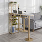 White Stone Bar Dining Table Traditional Luxury Bar Dining Table with Sled Base 63"L x 15.7"W x 41.3"H Gold Without Chairs Clearhalo 'Bar Furniture' 'Bar Tables' 'bar_tables' 'furn' 'furn_bar_tables' 'Furniture' 'furniture_bar_tables' 'Kitchen & Dining Furniture' 4790230