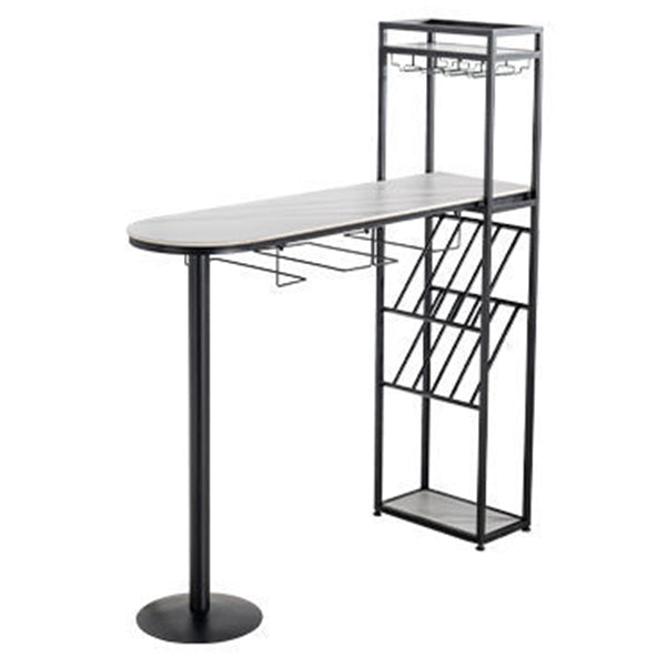 White Stone Bar Dining Table Traditional Luxury Bar Dining Table with Sled Base Black Without Chairs Clearhalo 'Bar Furniture' 'Bar Tables' 'bar_tables' 'furn' 'furn_bar_tables' 'Furniture' 'furniture_bar_tables' 'Kitchen & Dining Furniture' 4790237