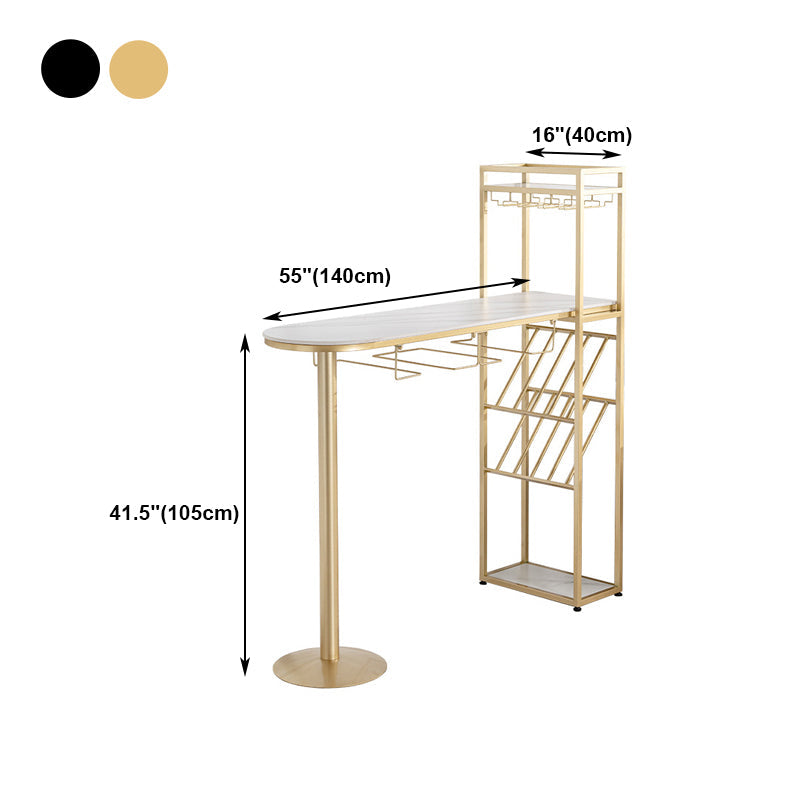 White Stone Bar Dining Table Traditional Luxury Bar Dining Table with Sled Base Clearhalo 'Bar Furniture' 'Bar Tables' 'bar_tables' 'furn' 'furn_bar_tables' 'Furniture' 'furniture_bar_tables' 'Kitchen & Dining Furniture' 4790245