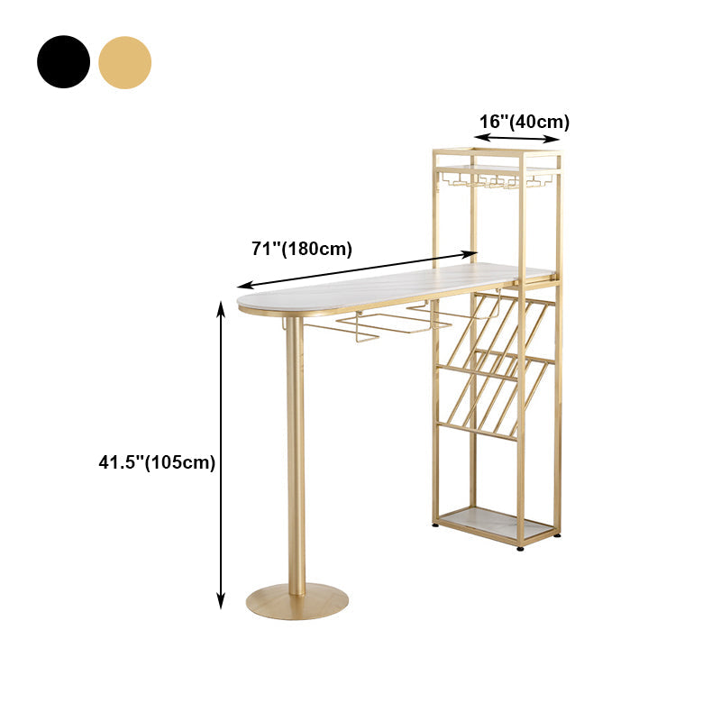 White Stone Bar Dining Table Traditional Luxury Bar Dining Table with Sled Base Clearhalo 'Bar Furniture' 'Bar Tables' 'bar_tables' 'furn' 'furn_bar_tables' 'Furniture' 'furniture_bar_tables' 'Kitchen & Dining Furniture' 4790247