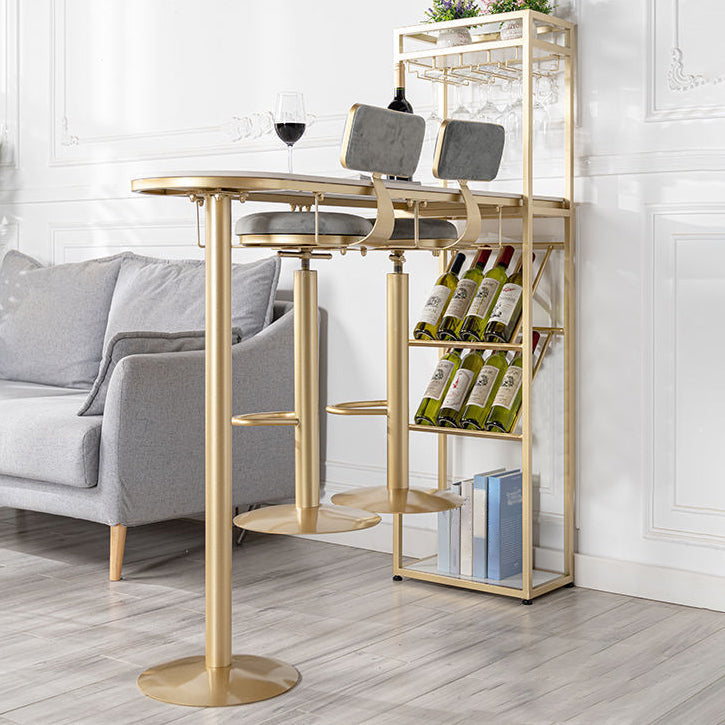 Stone White Bar Dining Table Traditional Luxury Bar Table with Sled Base 70.9"L x 15.7"W x 41.3"H Gold Clearhalo 'Bar Furniture' 'Bar Tables' 'bar_tables' 'Furniture' 'furniture_bar_tables' 'Kitchen & Dining Furniture' 4790265