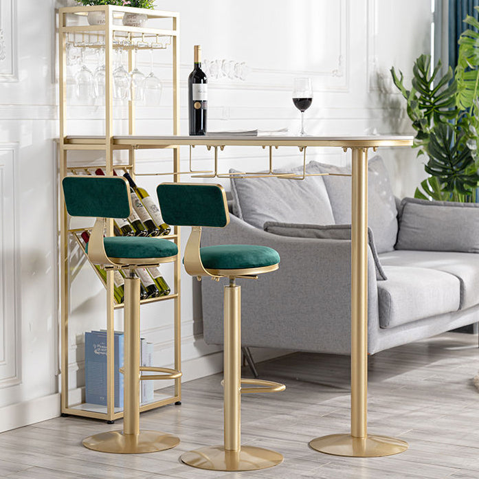 Stone White Bar Dining Table Traditional Luxury Bar Table with Sled Base 63"L x 15.7"W x 41.3"H Gold Clearhalo 'Bar Furniture' 'Bar Tables' 'bar_tables' 'Furniture' 'furniture_bar_tables' 'Kitchen & Dining Furniture' 4790266