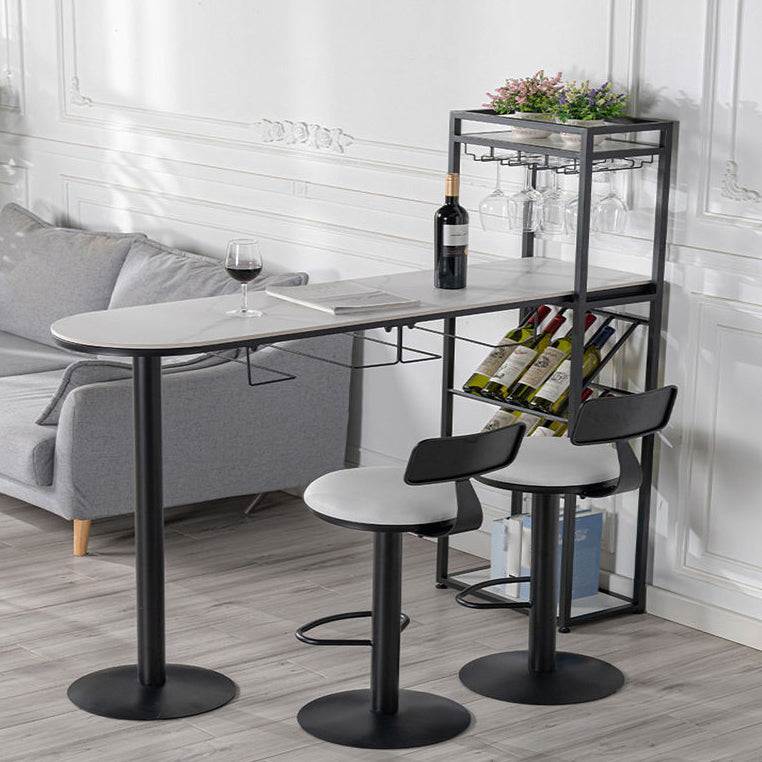 Stone White Bar Dining Table Traditional Luxury Bar Table with Sled Base Black Clearhalo 'Bar Furniture' 'Bar Tables' 'bar_tables' 'Furniture' 'furniture_bar_tables' 'Kitchen & Dining Furniture' 4790267