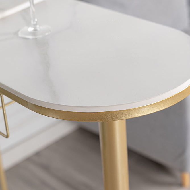 Stone White Bar Dining Table Traditional Luxury Bar Table with Sled Base Clearhalo 'Bar Furniture' 'Bar Tables' 'bar_tables' 'Furniture' 'furniture_bar_tables' 'Kitchen & Dining Furniture' 4790270