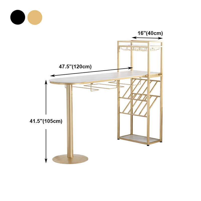 Stone White Bar Dining Table Traditional Luxury Bar Table with Sled Base Clearhalo 'Bar Furniture' 'Bar Tables' 'bar_tables' 'Furniture' 'furniture_bar_tables' 'Kitchen & Dining Furniture' 4790273