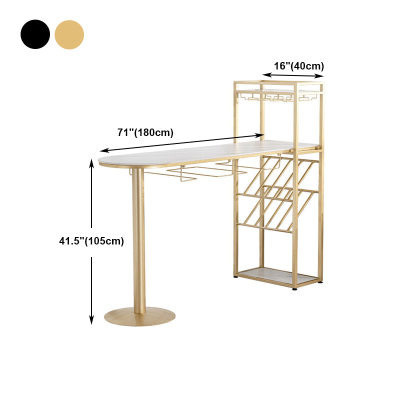 Stone White Bar Dining Table Traditional Luxury Bar Table with Sled Base Clearhalo 'Bar Furniture' 'Bar Tables' 'bar_tables' 'Furniture' 'furniture_bar_tables' 'Kitchen & Dining Furniture' 4790276