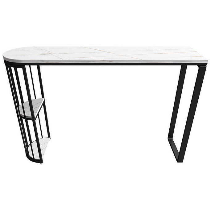 White Stone Bar Dining Table Traditional Luxury Bar Table with Sled Base 39.4"L x 15.7"W x 41.3"H Black Clearhalo 'Bar Furniture' 'Bar Tables' 'bar_tables' 'Furniture' 'furniture_bar_tables' 'Kitchen & Dining Furniture' 4790282