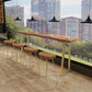 Solid Wood Bar Table Traditional Luxury Bar Table Rectangle with Sled Base 63"L x 17.7"W x 41.3"H Yellow Without Chairs Clearhalo 'Bar Furniture' 'Bar Tables' 'bar_tables' 'furn' 'furn_bar_tables' 'Furniture' 'furniture_bar_tables' 'Kitchen & Dining Furniture' 4790292