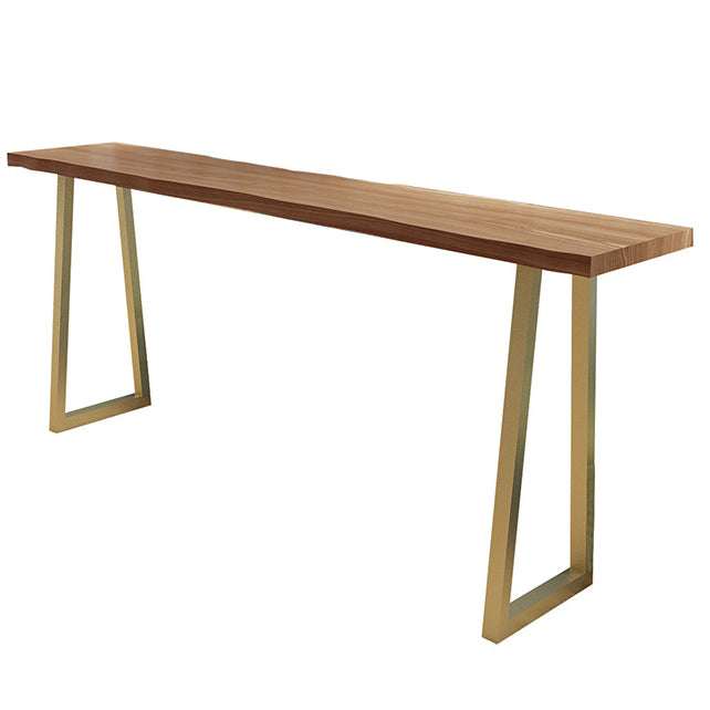 Solid Wood Bar Table Traditional Luxury Bar Table Rectangle with Sled Base Yellow Without Chairs Clearhalo 'Bar Furniture' 'Bar Tables' 'bar_tables' 'furn' 'furn_bar_tables' 'Furniture' 'furniture_bar_tables' 'Kitchen & Dining Furniture' 4790293