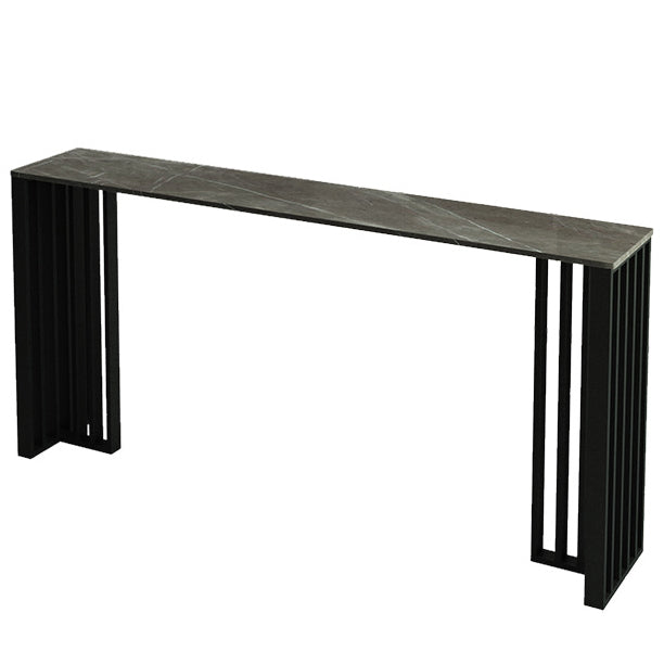 Rectangle Stone Bar Dining Table Contemporary Bar Table with Double Pedestal Base Clearhalo 'Bar Furniture' 'Bar Tables' 'bar_tables' 'Furniture' 'furniture_bar_tables' 'Kitchen & Dining Furniture' 4790308
