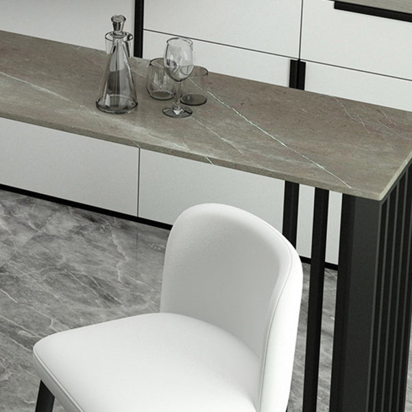 Rectangle Stone Bar Dining Table Contemporary Bar Table with Double Pedestal Base Clearhalo 'Bar Furniture' 'Bar Tables' 'bar_tables' 'Furniture' 'furniture_bar_tables' 'Kitchen & Dining Furniture' 4790309
