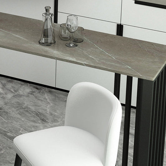 Rectangle Stone Bar Dining Table Contemporary Bar Table with Double Pedestal Base Clearhalo 'Bar Furniture' 'Bar Tables' 'bar_tables' 'Furniture' 'furniture_bar_tables' 'Kitchen & Dining Furniture' 4790309