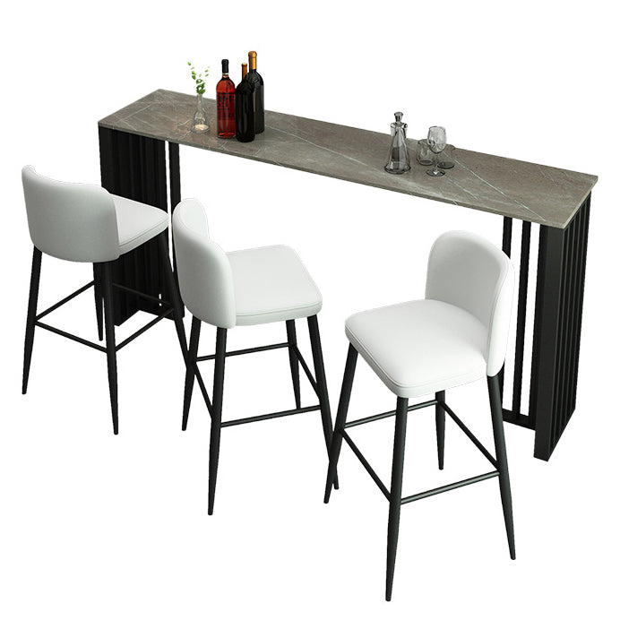 Rectangle Stone Bar Dining Table Contemporary Bar Table with Double Pedestal Base Clearhalo 'Bar Furniture' 'Bar Tables' 'bar_tables' 'Furniture' 'furniture_bar_tables' 'Kitchen & Dining Furniture' 4790312