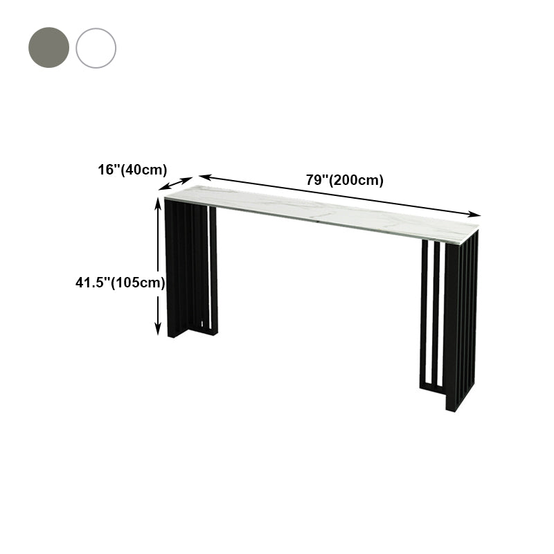 Rectangle Stone Bar Dining Table Contemporary Bar Table with Double Pedestal Base Clearhalo 'Bar Furniture' 'Bar Tables' 'bar_tables' 'Furniture' 'furniture_bar_tables' 'Kitchen & Dining Furniture' 4790317