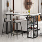 Stone Bar Table Traditional Luxury Rectangle Bar Dining Table with Sled Base 63"L x 15.7"W x 41.3"H Black White Clearhalo 'Bar Furniture' 'Bar Tables' 'bar_tables' 'furn' 'furn_bar_tables' 'Furniture' 'furniture_bar_tables' 'Kitchen & Dining Furniture' 4790321