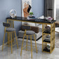 Rectangle Bar Dining Table Contemporary Bar Table with Gold Sled Base Black Without Chairs Clearhalo 'Bar Furniture' 'Bar Tables' 'bar_tables' 'furn' 'furn_bar_tables' 'Furniture' 'furniture_bar_tables' 'Kitchen & Dining Furniture' 4790348