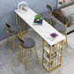 Rectangle Bar Dining Table Contemporary Bar Table with Gold Sled Base 55.1"L x 15.7"W x 41.3"H White Without Chairs Clearhalo 'Bar Furniture' 'Bar Tables' 'bar_tables' 'furn' 'furn_bar_tables' 'Furniture' 'furniture_bar_tables' 'Kitchen & Dining Furniture' 4790349