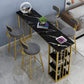 Rectangle Bar Dining Table Contemporary Bar Table with Gold Sled Base 55.1"L x 15.7"W x 41.3"H Black Without Chairs Clearhalo 'Bar Furniture' 'Bar Tables' 'bar_tables' 'furn' 'furn_bar_tables' 'Furniture' 'furniture_bar_tables' 'Kitchen & Dining Furniture' 4790350